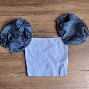 Aritzia Wilfred Sheer-Sleeve Top blue